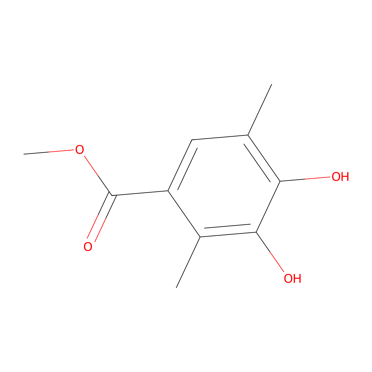 Methyl 3,4-dihydroxy-2,5-dimethylbenzoate molecular structure, CAS 1809337-22-1