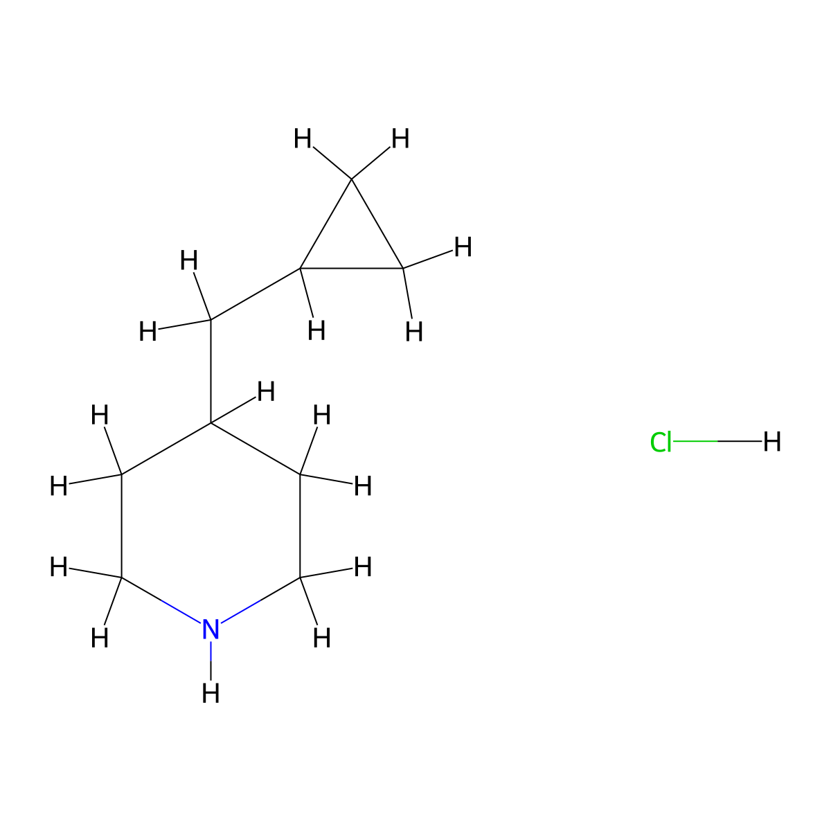 4-(Cyclopropylmethyl)piperidine hydrochloride molecular structure, CAS 1809353-69-2