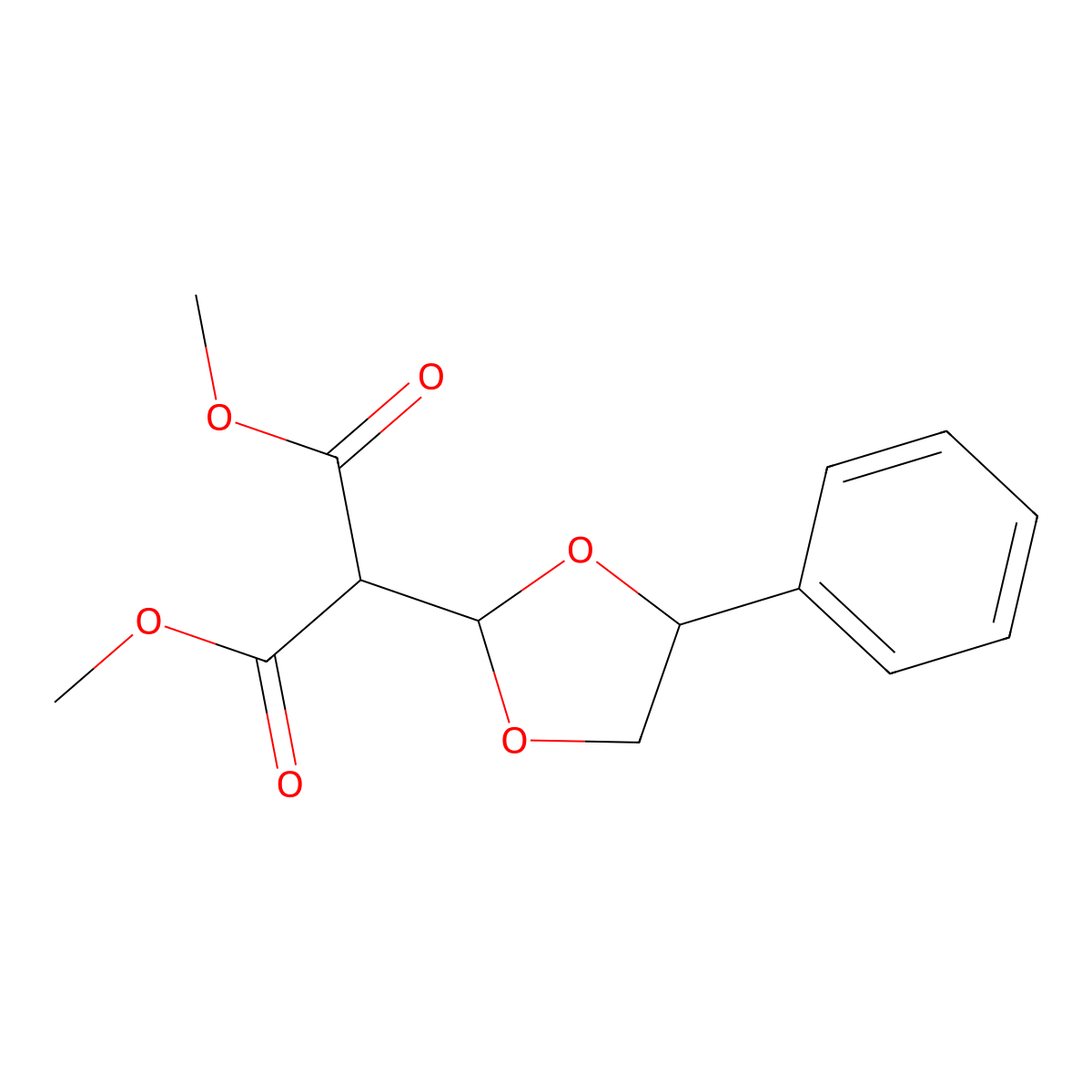 Dimethyl 2-(4-phenyl-1,3-dioxolan-2-YL)malonate molecular structure, CAS 1809393-94-9
