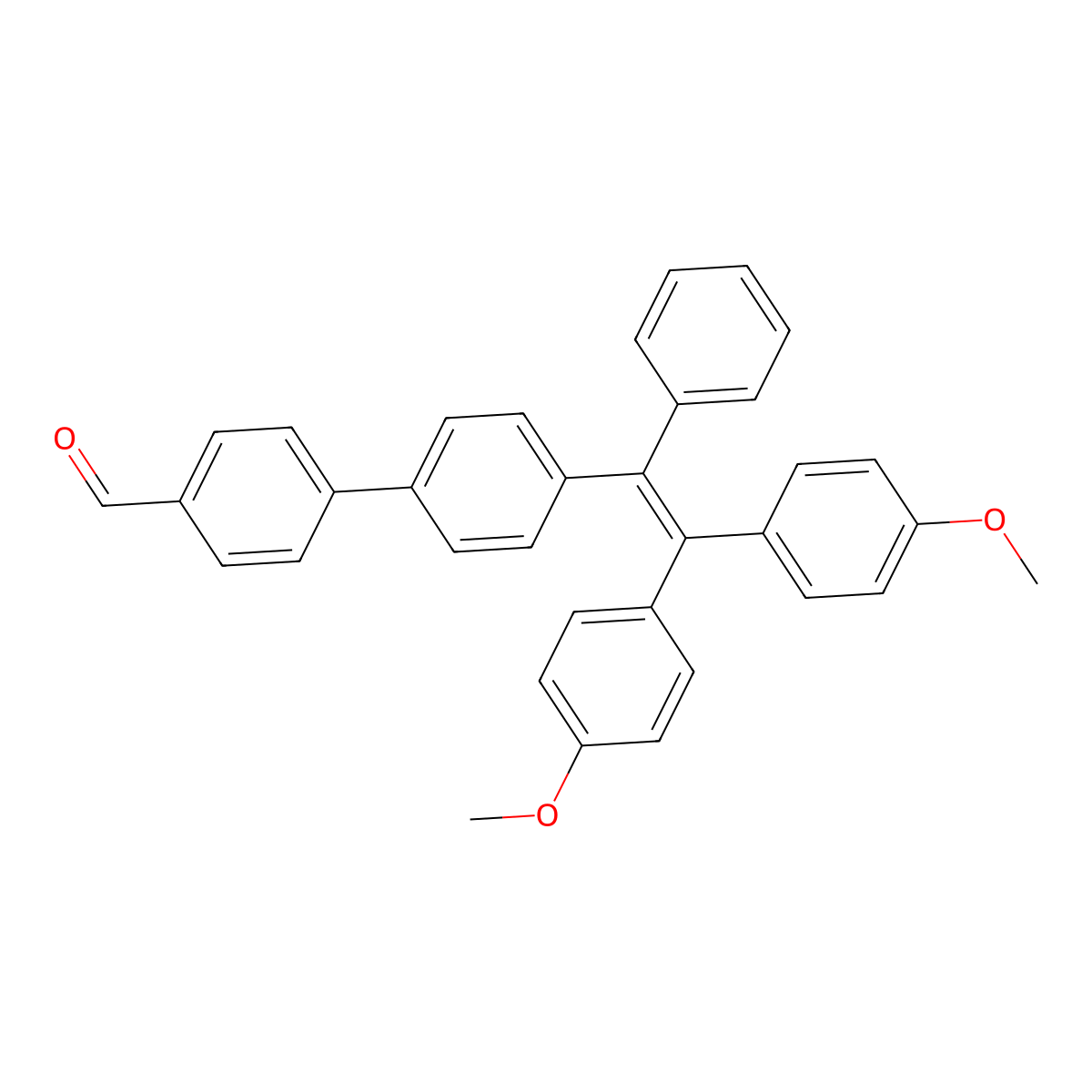 4'-(2,2-Bis(4-methoxyphenyl)-1-phenylvinyl)-[1,1'-biphenyl]-4-carbaldehyde molecular structure, CAS 1809410-56-7