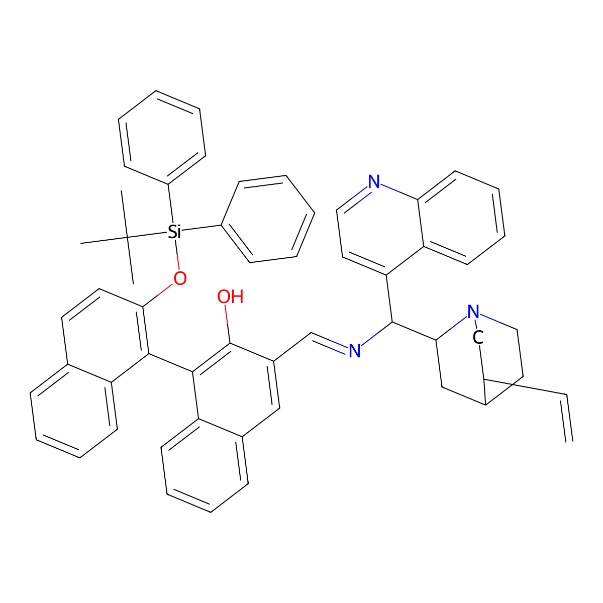 (1S)-3-[[(9S)-Cinchonan-9-ylimino]methyl]-2'-[[(tert-butyl)diphenylsilyl]oxy]-[1,1'-binaphthalen]-2-ol molecular structure, CAS 1809433-24-6