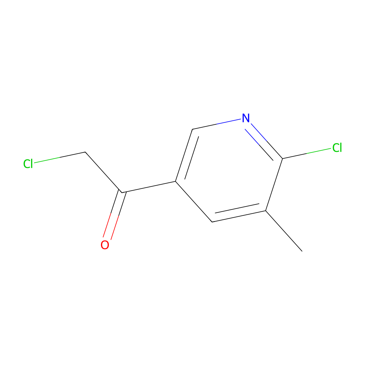 2-Chloro-1-(6-chloro-5-methylpyridin-3-yl)ethan-1-one molecular structure, CAS 1809445-46-2