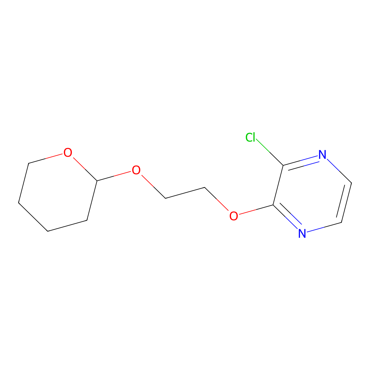 2-Chloro-3-[2-(tetrahydro-pyran-2-yloxy)-ethoxy]-pyrazine molecular structure, CAS 1809446-91-0