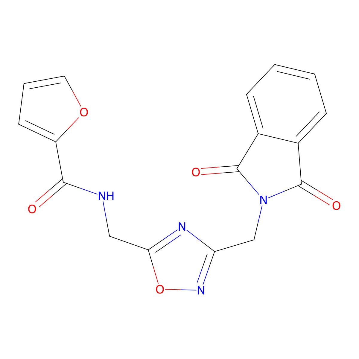 N-((3-((1,3-dioxoisoindolin-2-yl)methyl)-1,2,4-oxadiazol-5-yl)methyl)furan-2-carboxamide molecular structure, CAS 1809464-89-8