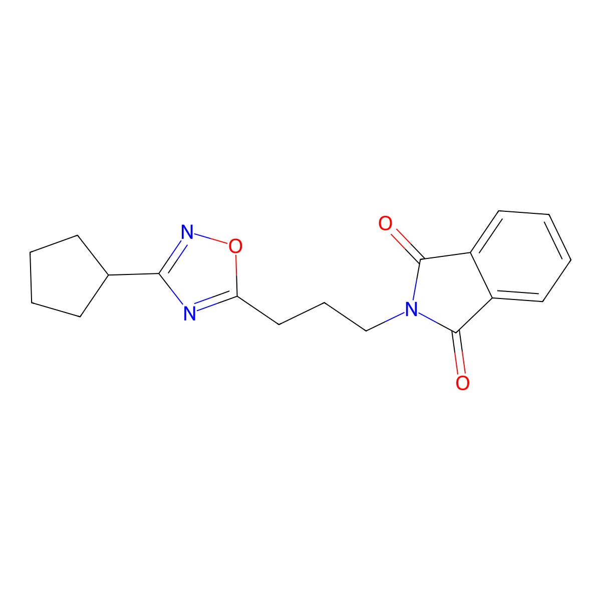 2-(3-(3-Cyclopentyl-1,2,4-oxadiazol-5-yl)propyl)isoindoline-1,3-dione molecular structure, CAS 1809475-17-9