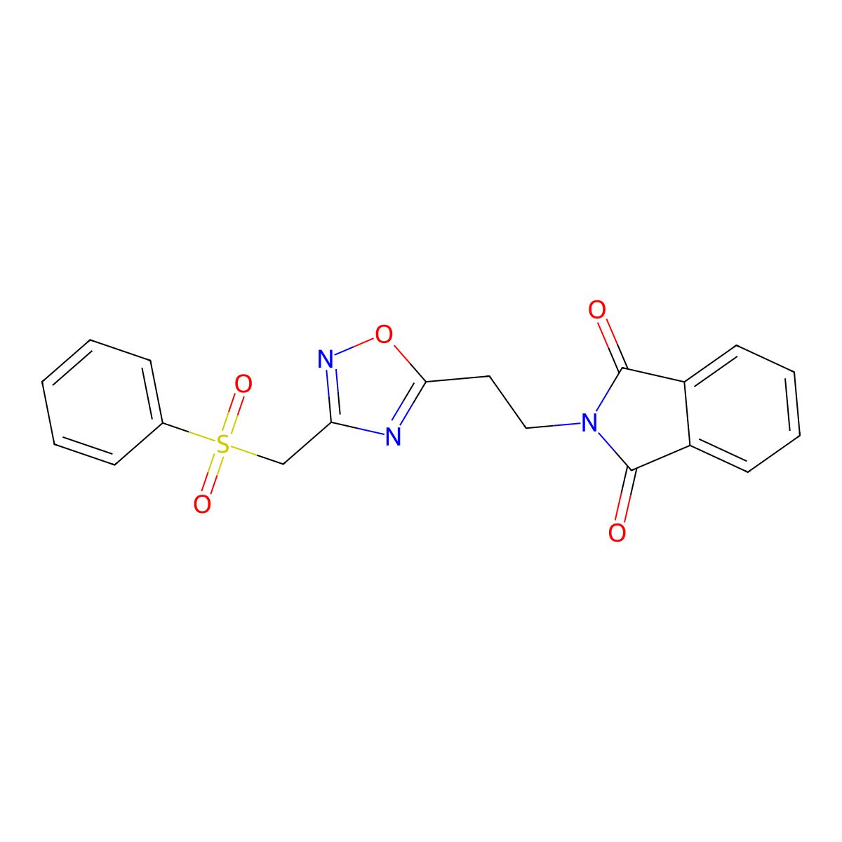 2-(2-(3-((Phenylsulfonyl)methyl)-1,2,4-oxadiazol-5-yl)ethyl)isoindoline-1,3-dione molecular structure, CAS 1809476-55-8