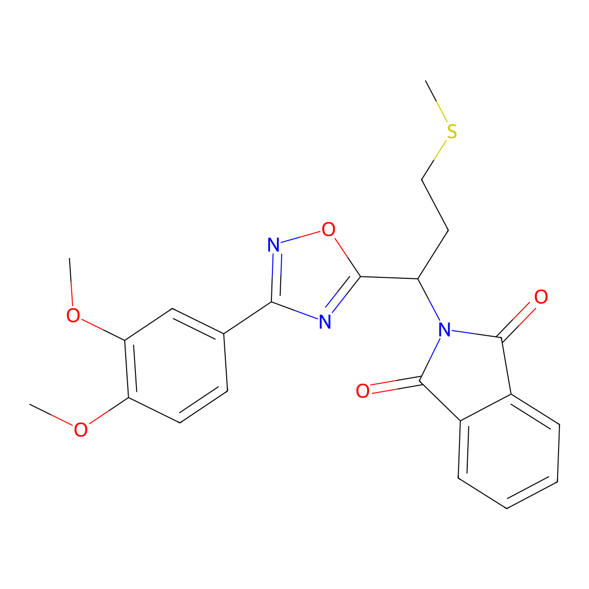 2-(1-(3-(3,4-Dimethoxyphenyl)-1,2,4-oxadiazol-5-yl)-3-(methylthio)propyl)isoindoline-1,3-dione molecular structure, CAS 1809481-80-8