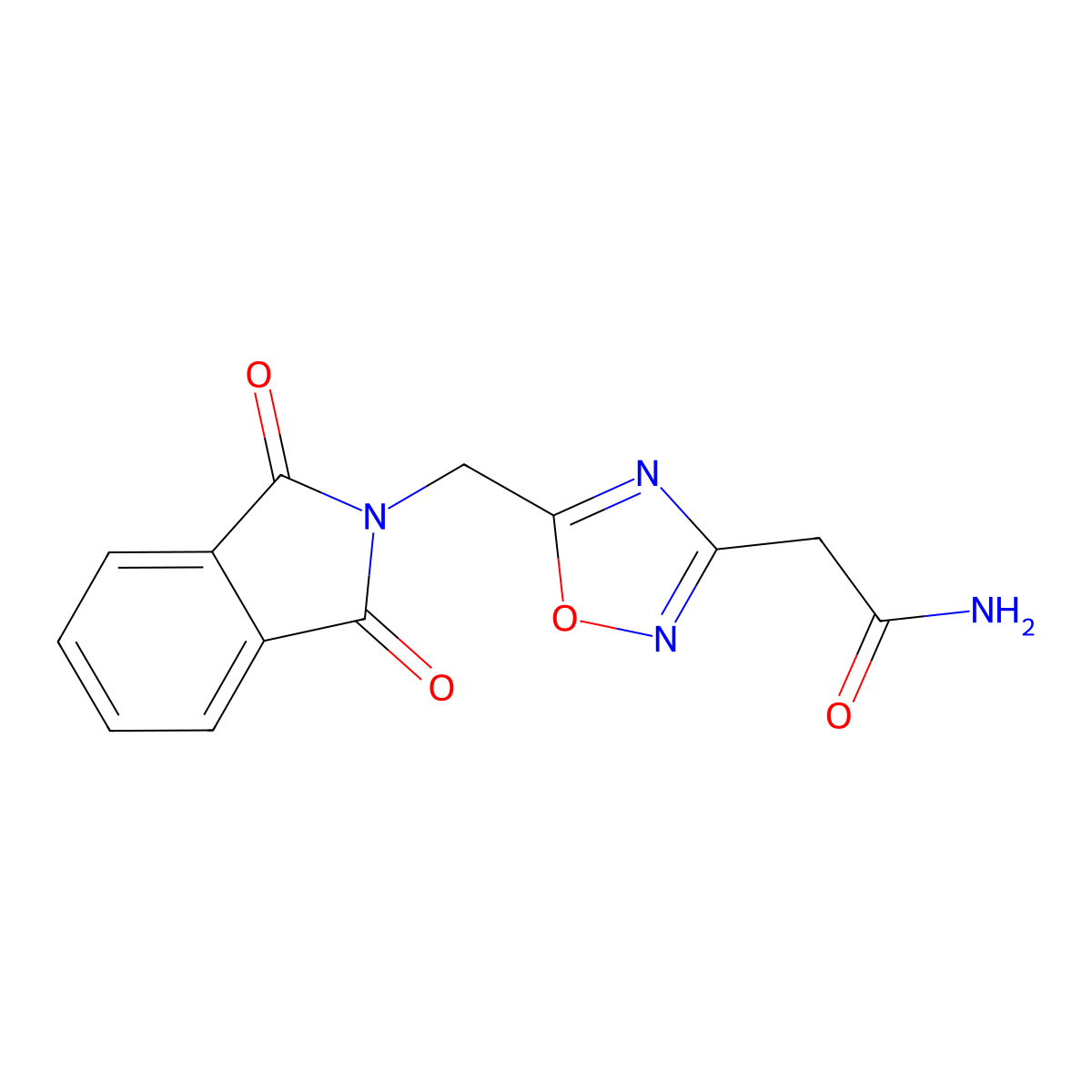 2-(5-((1,3-Dioxoisoindolin-2-yl)methyl)-1,2,4-oxadiazol-3-yl)acetamide molecular structure, CAS 1809484-44-3