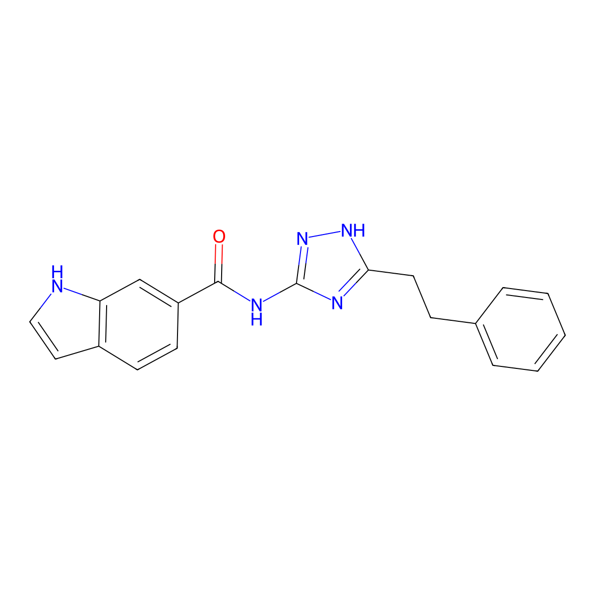 N-[3-(2-phenylethyl)-1H-1,2,4-triazol-5-yl]-1H-indole-6-carboxamide molecular structure, CAS 1809486-18-7