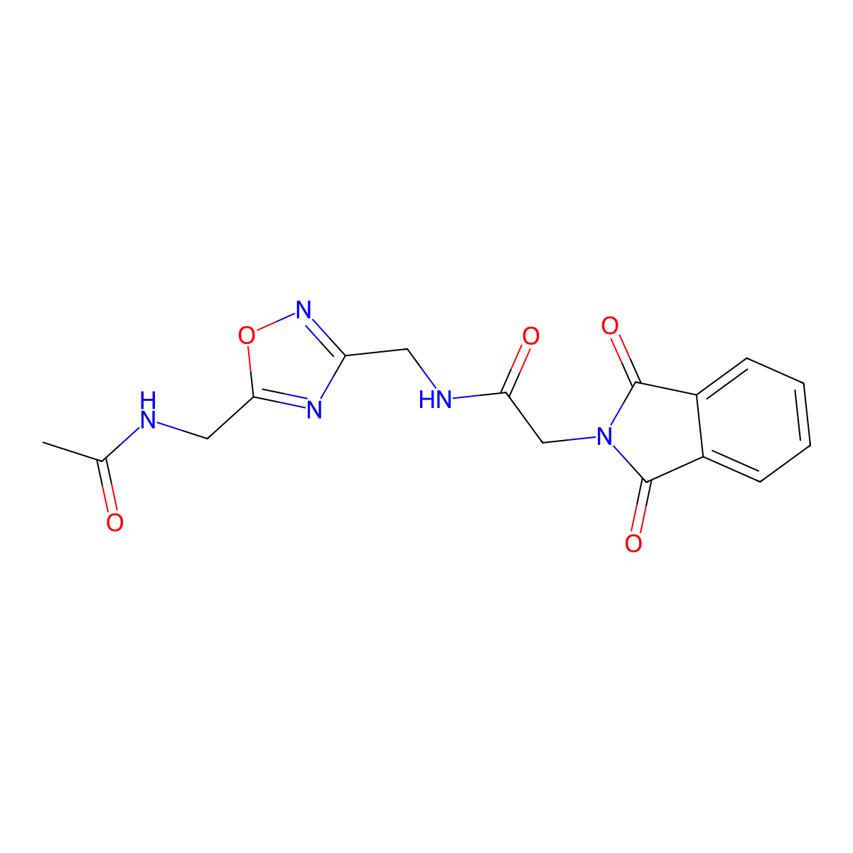 N-((5-(acetamidomethyl)-1,2,4-oxadiazol-3-yl)methyl)-2-(1,3-dioxoisoindolin-2-yl)acetamide molecular structure, CAS 1809487-09-9