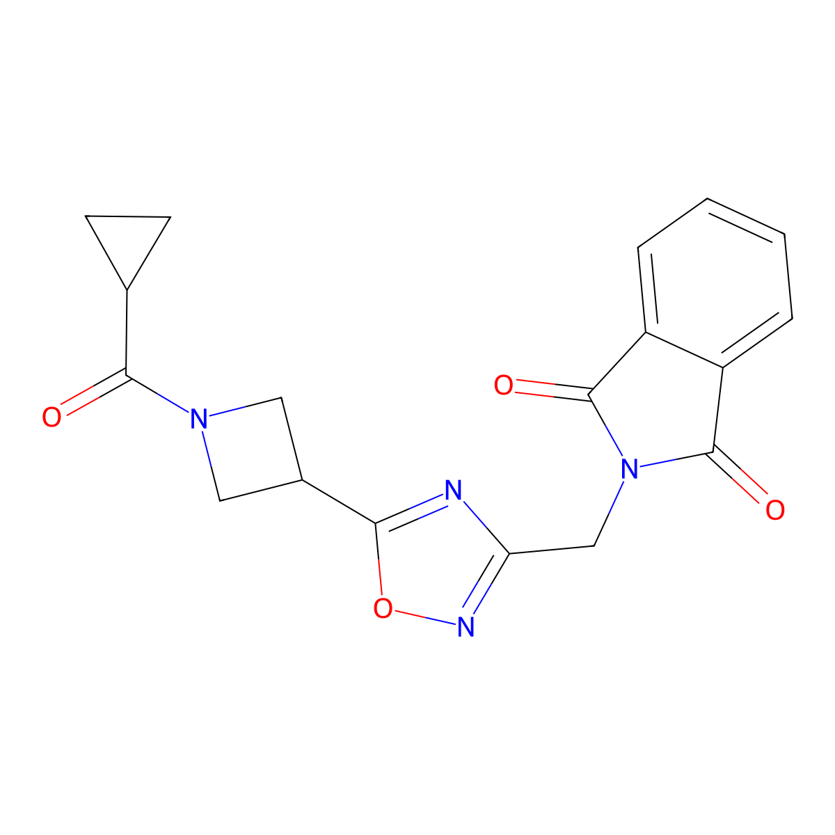 2-((5-(1-(Cyclopropanecarbonyl)azetidin-3-yl)-1,2,4-oxadiazol-3-yl)methyl)isoindoline-1,3-dione molecular structure, CAS 1809489-29-9
