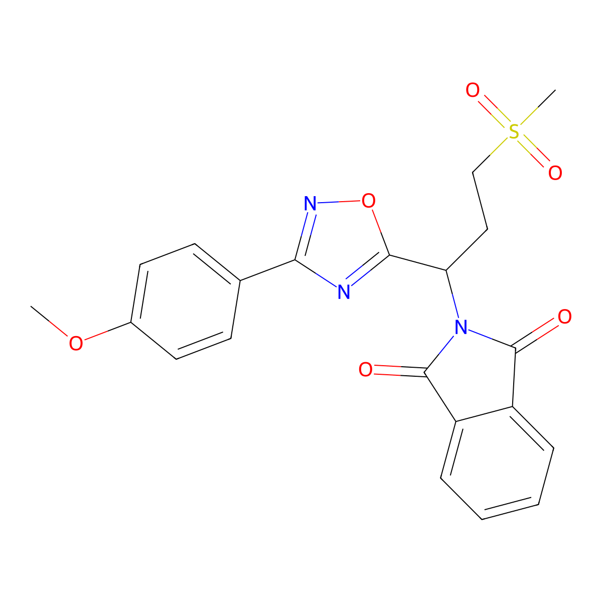 2-(1-(3-(4-Methoxyphenyl)-1,2,4-oxadiazol-5-yl)-3-(methylsulfonyl)propyl)isoindoline-1,3-dione molecular structure, CAS 1809489-53-9