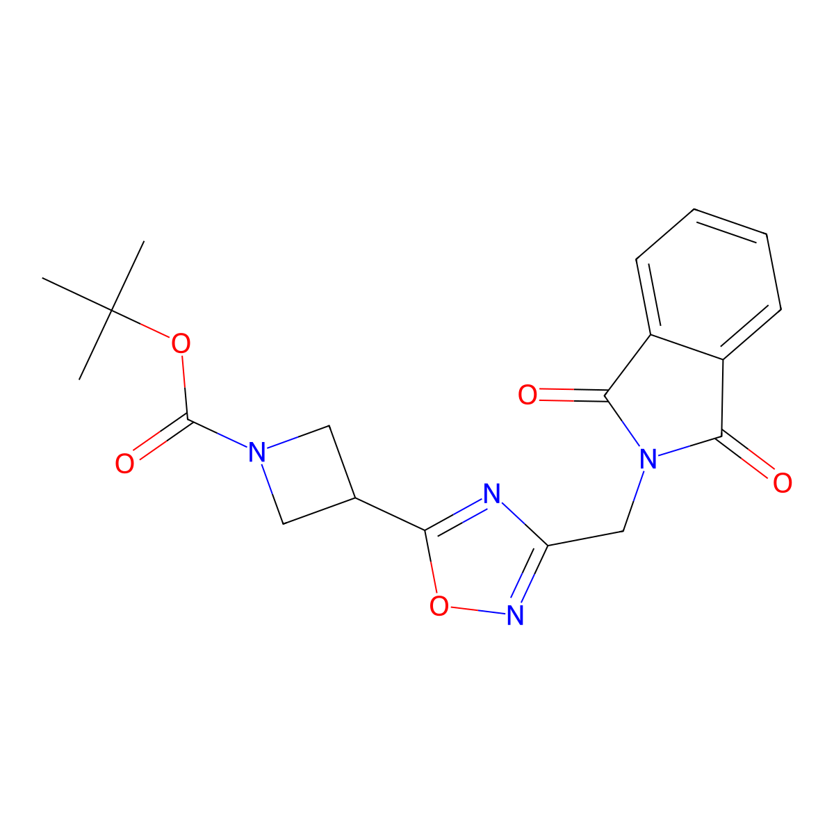 Tert-butyl 3-(3-((1,3-dioxoisoindolin-2-yl)methyl)-1,2,4-oxadiazol-5-yl)azetidine-1-carboxylate molecular structure, CAS 1809490-48-9