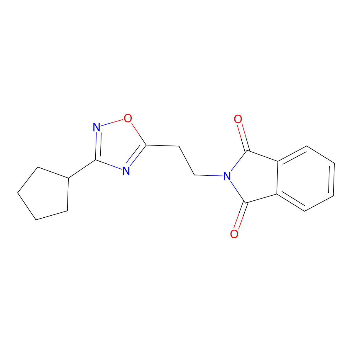 2-(2-(3-Cyclopentyl-1,2,4-oxadiazol-5-yl)ethyl)isoindoline-1,3-dione molecular structure, CAS 1809495-60-0
