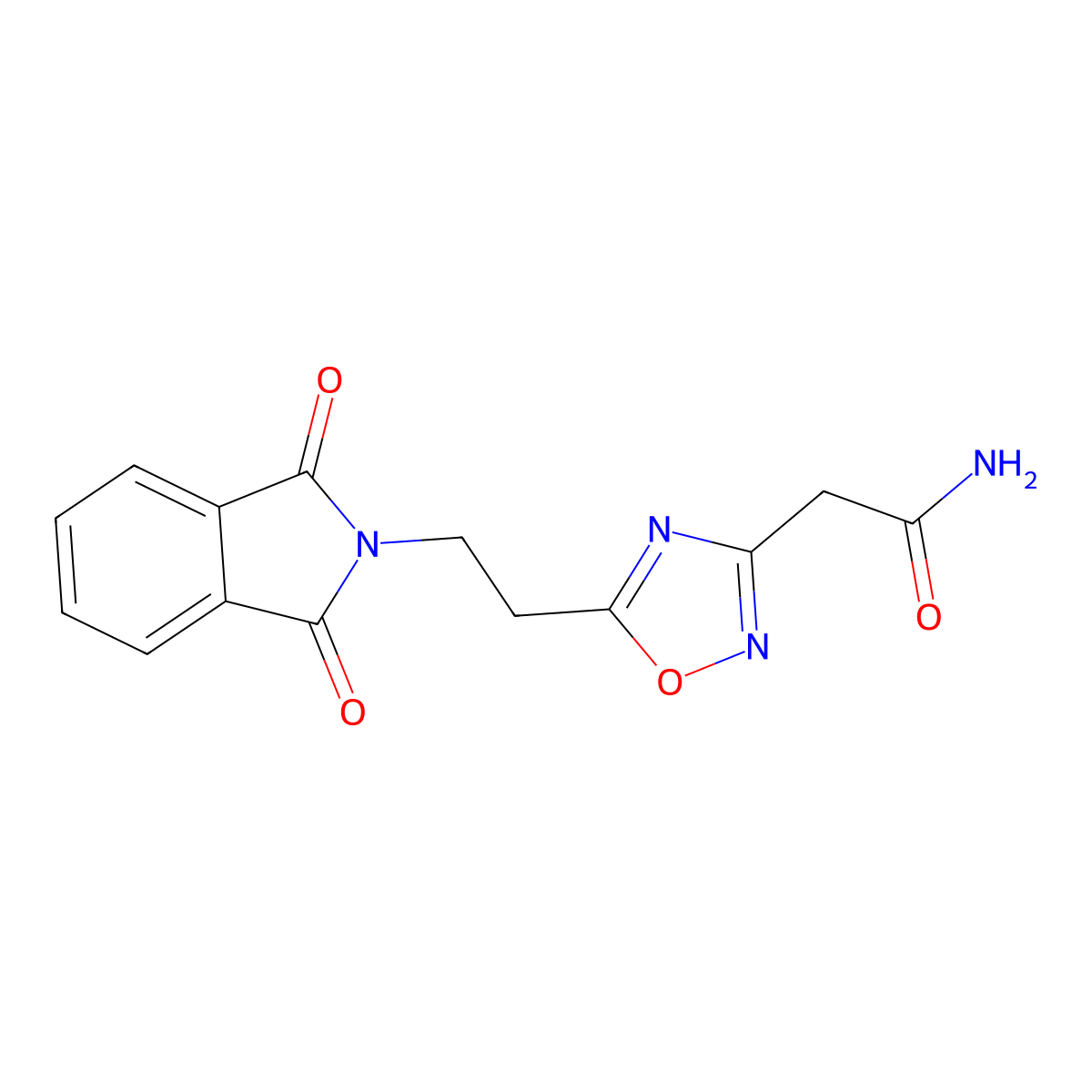 2-(5-(2-(1,3-Dioxoisoindolin-2-yl)ethyl)-1,2,4-oxadiazol-3-yl)acetamide molecular structure, CAS 1809499-78-2