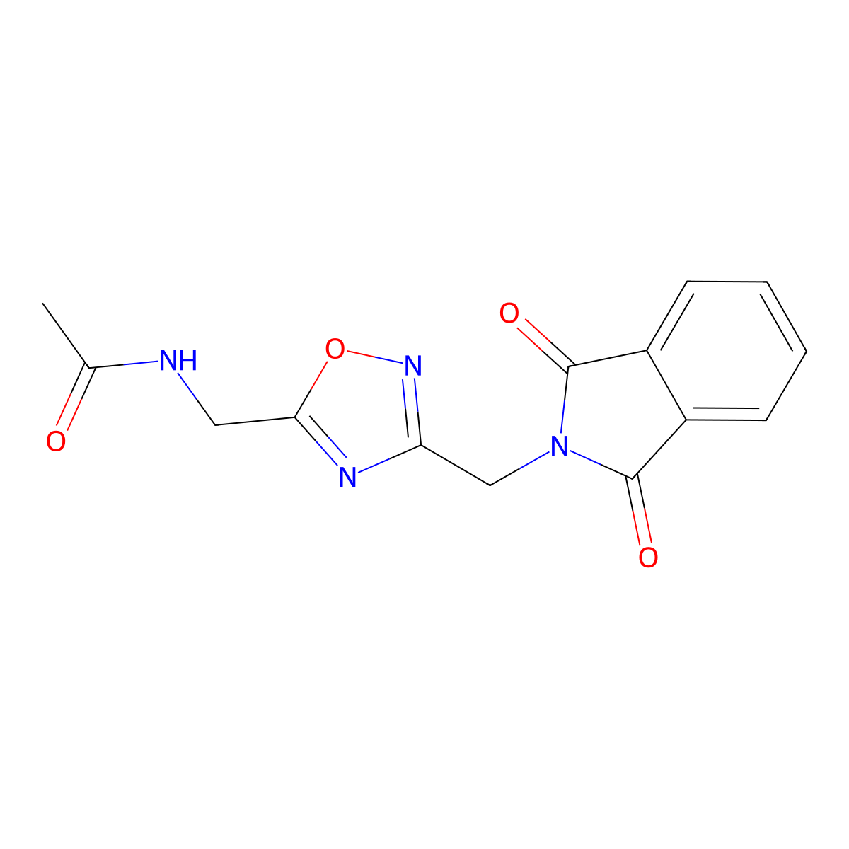 N-((3-((1,3-dioxoisoindolin-2-yl)methyl)-1,2,4-oxadiazol-5-yl)methyl)acetamide molecular structure, CAS 1809501-02-7