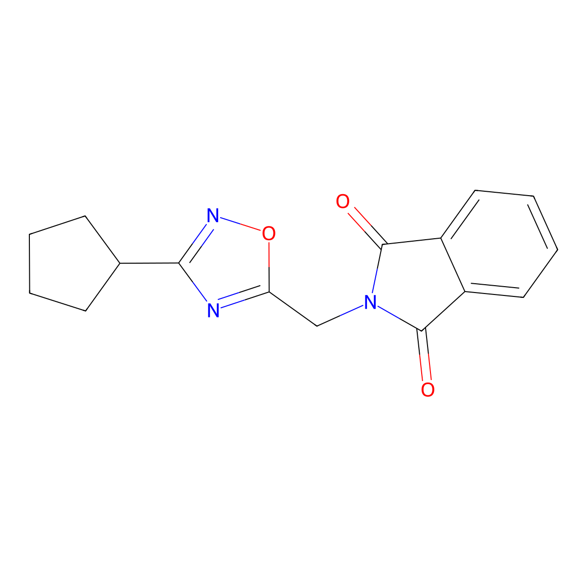 2-((3-Cyclopentyl-1,2,4-oxadiazol-5-yl)methyl)isoindoline-1,3-dione molecular structure, CAS 1809501-28-7