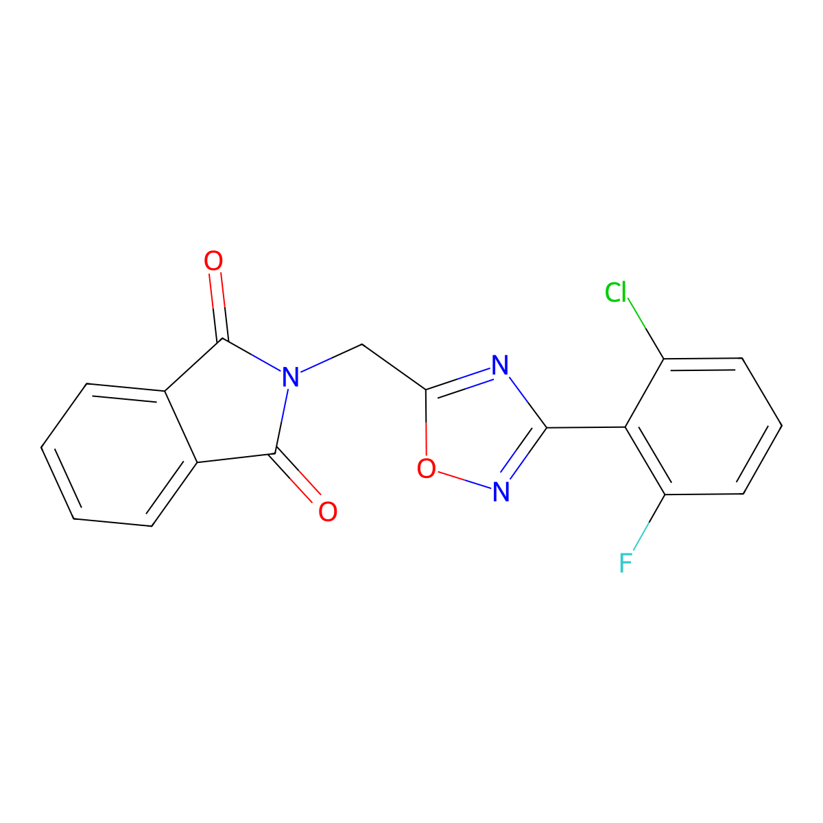2-((3-(2-Chloro-6-fluorophenyl)-1,2,4-oxadiazol-5-yl)methyl)isoindoline-1,3-dione molecular structure, CAS 1809501-74-3