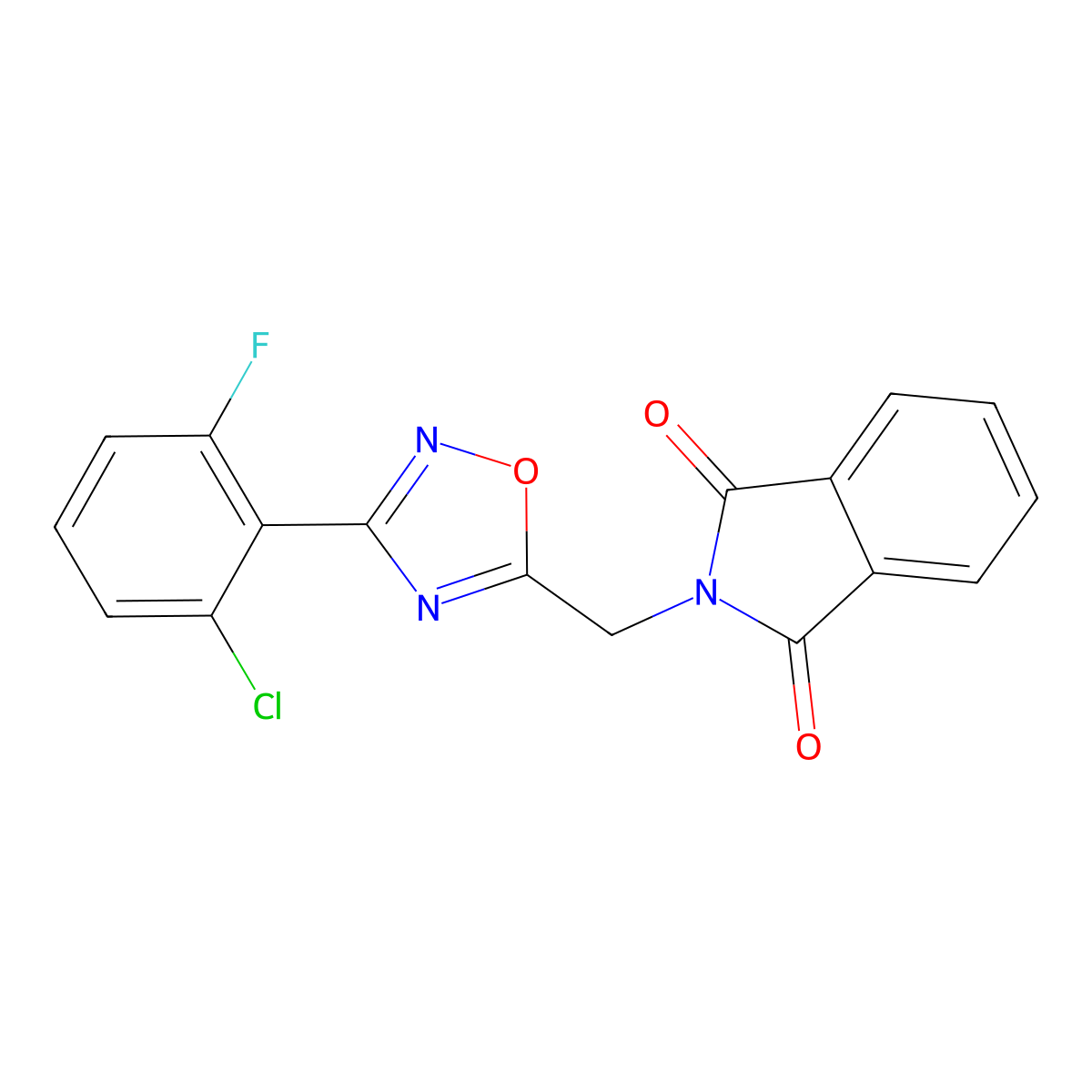 2-((3-(2-Chloro-6-fluorophenyl)-1,2,4-oxadiazol-5-yl)methyl)isoindoline-1,3-dione molecular structure, CAS 1809501-74-3