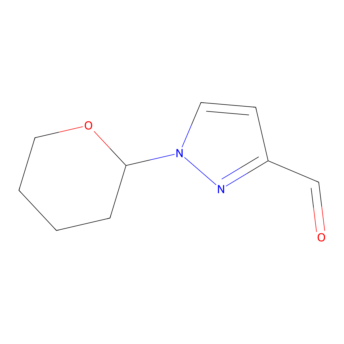 1-(Tetrahydro-2H-pyran-2-yl)-1H-pyrazole-3-carbaldehyde molecular structure, CAS 1809564-49-5