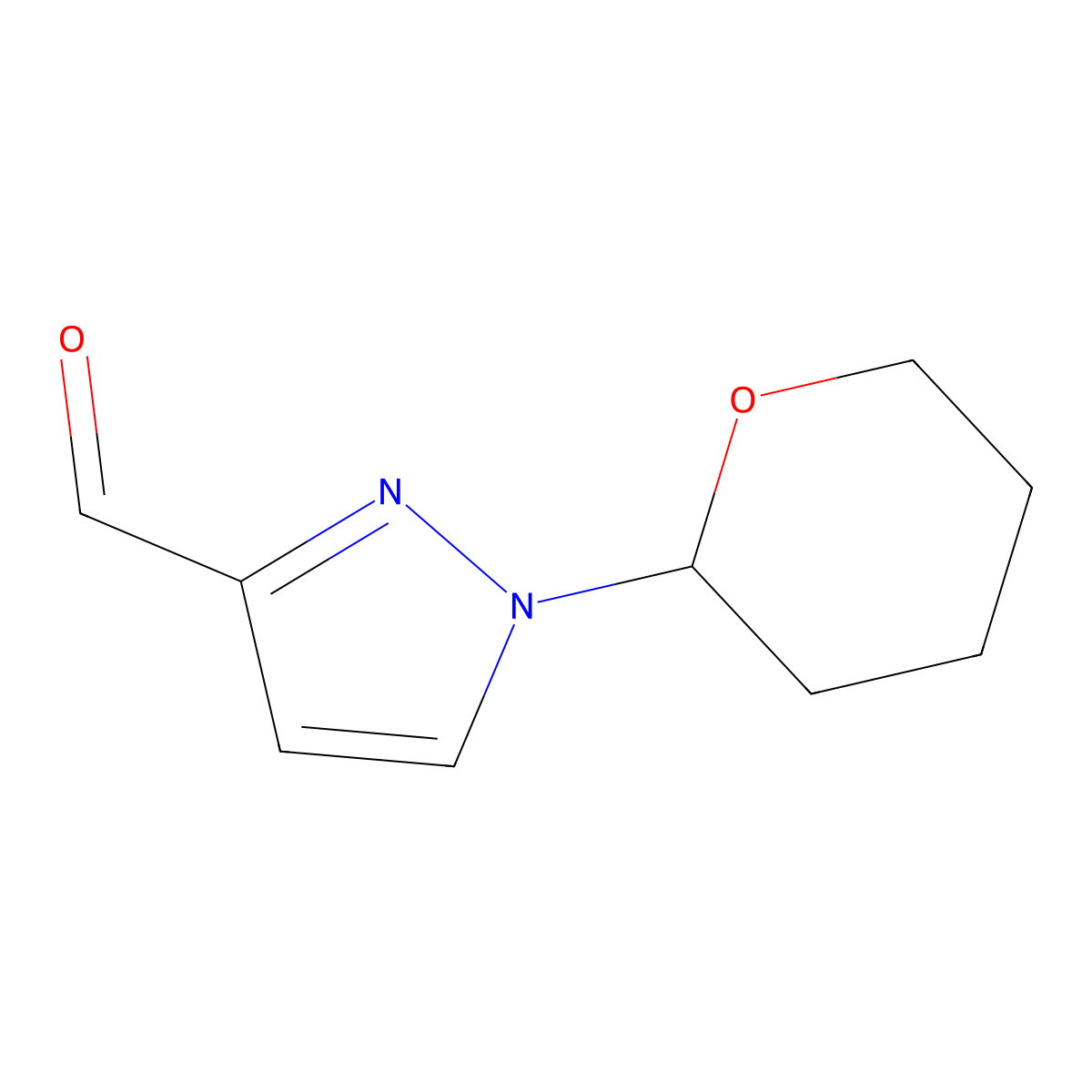 1-(Tetrahydro-2H-pyran-2-yl)-1H-pyrazole-3-carbaldehyde molecular structure, CAS 1809564-49-5