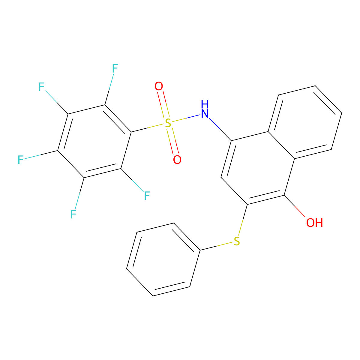 2,3,4,5,6-pentafluoro-N-(4-hydroxy-3-phenylsulfanylnaphthalen-1-yl)benzenesulfonamide molecular structure, CAS 1809581-87-0