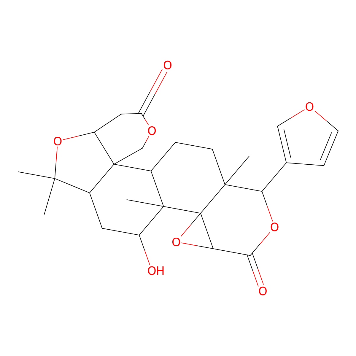 rel-(2aR,4R,4aS,4bR,5aS,8S,8aS,10aR,10bR,14aS)-8-(3-Furanyl)dodecahydro-4-hydroxy-2,2,4a,8a-tetramethyl-11H,13H-oxireno(c)pyrano(4'',3'':2',3')furo(3',4':5,6)naphtho(1,2-d)pyran-6,13(5aH)-dione molecular structure, CAS 1809582-55-5