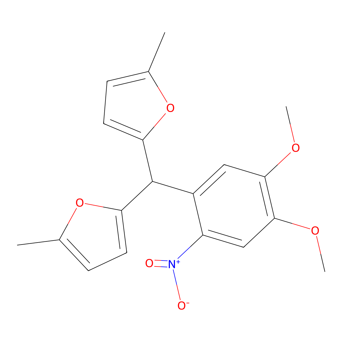 2-[(4,5-Dimethoxy-2-nitrophenyl)-(5-methylfuran-2-yl)methyl]-5-methylfuran molecular structure, CAS 180961-83-5