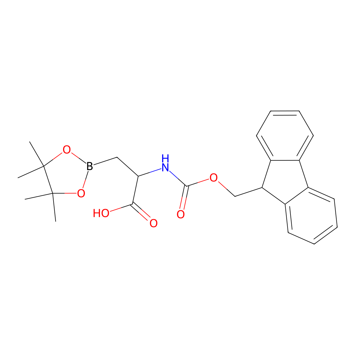 2-({[(9H-fluoren-9-yl)methoxy]carbonyl}amino)-3-(tetramethyl-1,3,2-dioxaborolan-2-yl)propanoic acid molecular structure, CAS 1809639-09-5