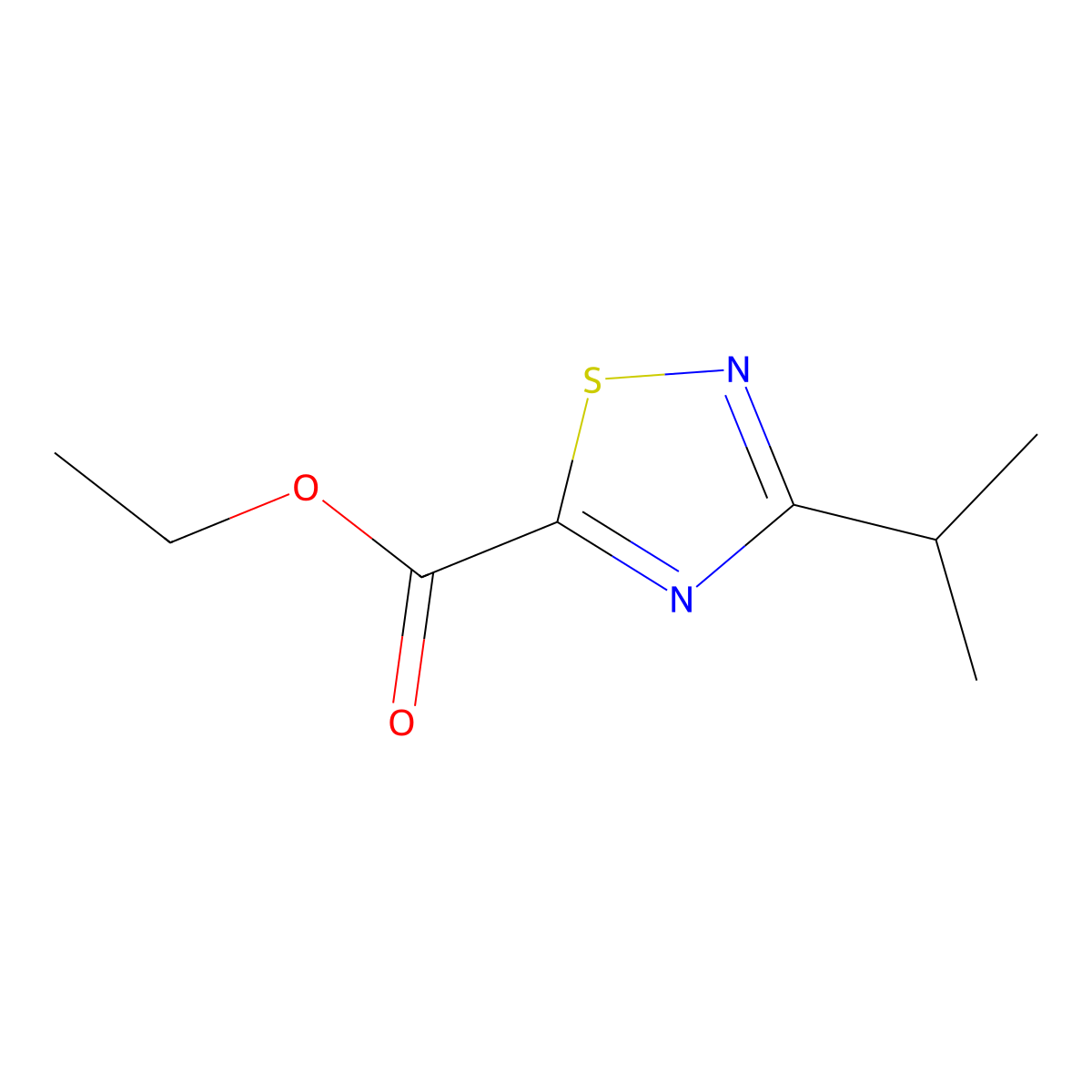 Ethyl 3-isopropyl-[1,2,4]thiadiazole-5-carboxylate molecular structure, CAS 180970-55-2