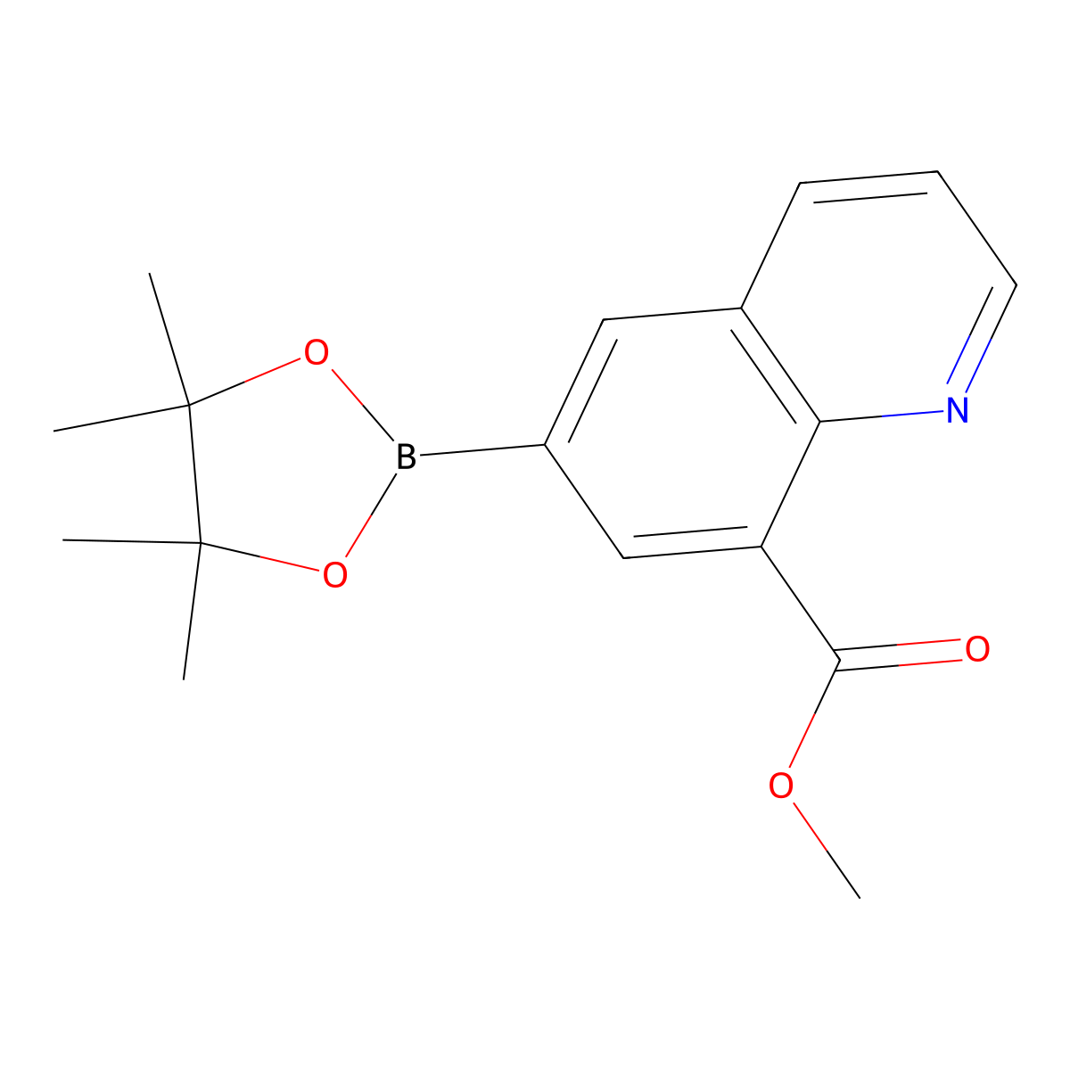 Methyl 6-(4,4,5,5-tetramethyl-1,3,2-dioxaborolan-2-yl)quinoline-8-carboxylate molecular structure, CAS 1809716-47-9