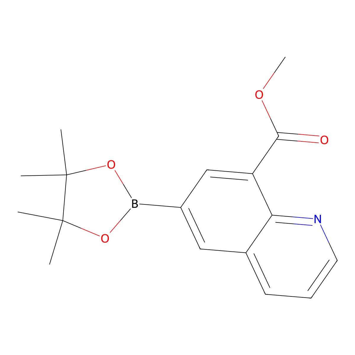 Methyl 6-(4,4,5,5-tetramethyl-1,3,2-dioxaborolan-2-yl)quinoline-8-carboxylate molecular structure, CAS 1809716-47-9