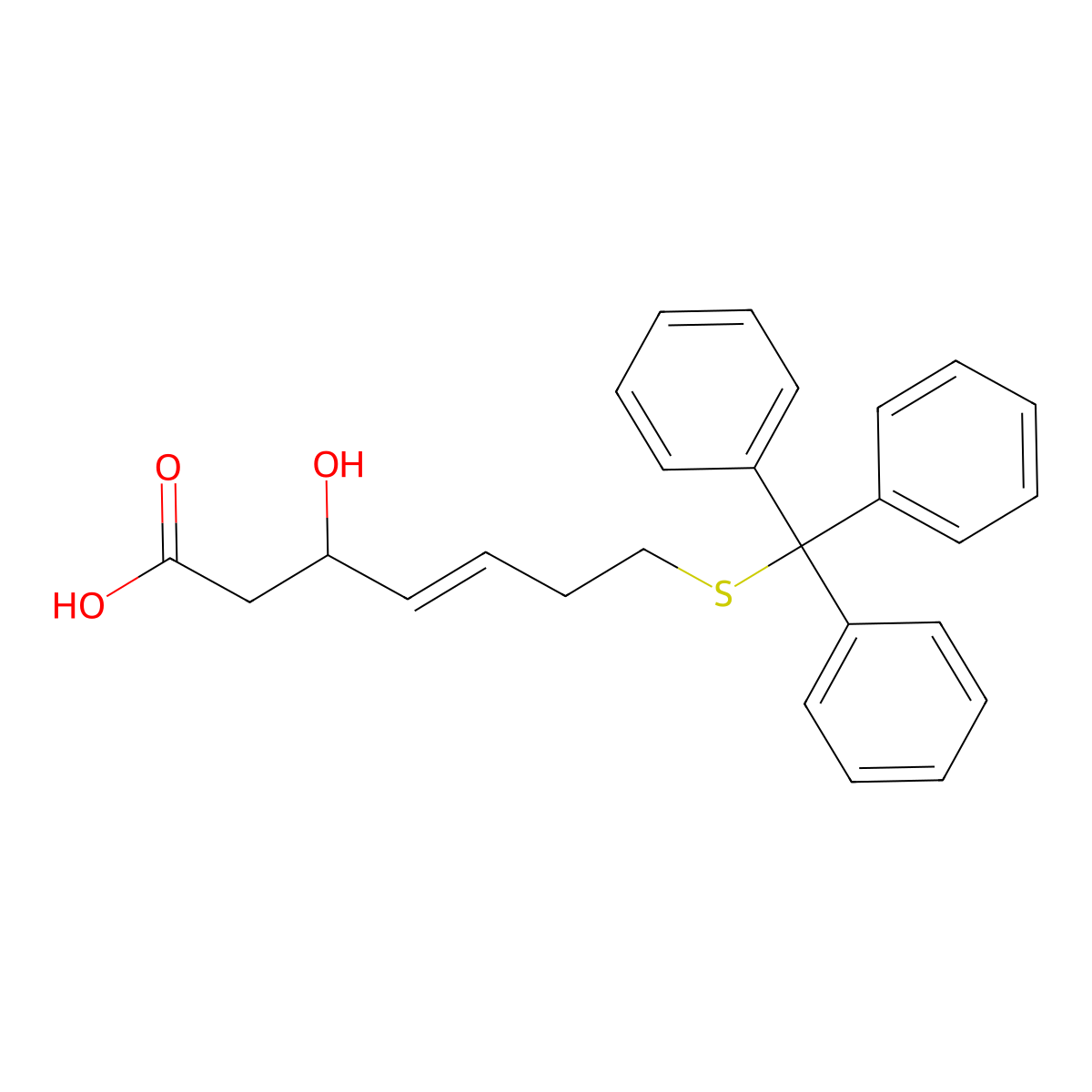 (3S)-3-Hydroxy-7-[(triphenylmethyl)sulfanyl]hept-4-enoic acid molecular structure, CAS 180973-24-4
