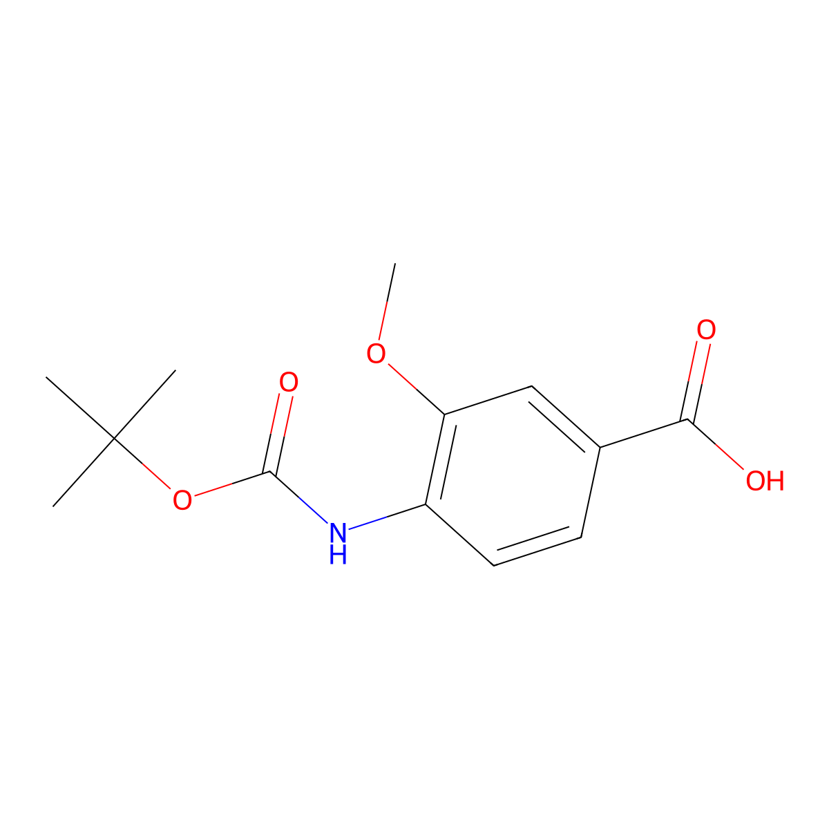 4-((tert-Butoxycarbonyl)amino)-3-methoxybenzoic acid molecular structure, CAS 180976-98-1