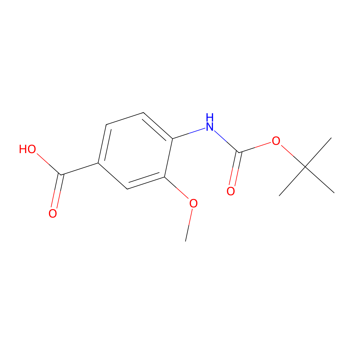 4-((tert-Butoxycarbonyl)amino)-3-methoxybenzoic acid molecular structure, CAS 180976-98-1