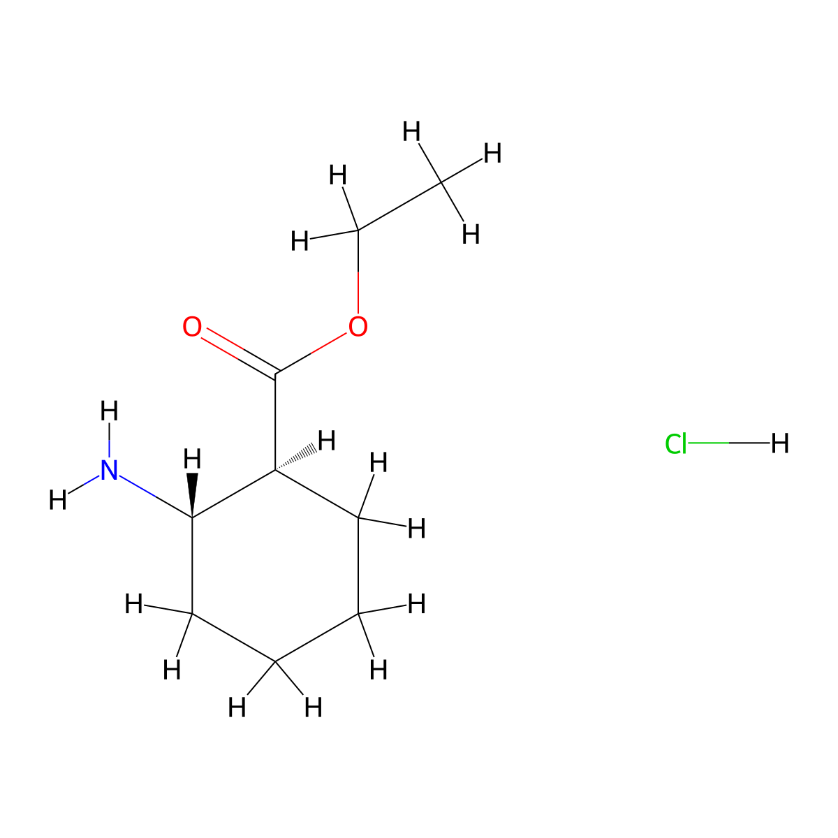 Ethyl (1S,2S)-2-aminocyclohexane-1-carboxylate hydrochloride molecular structure, CAS 180979-18-4