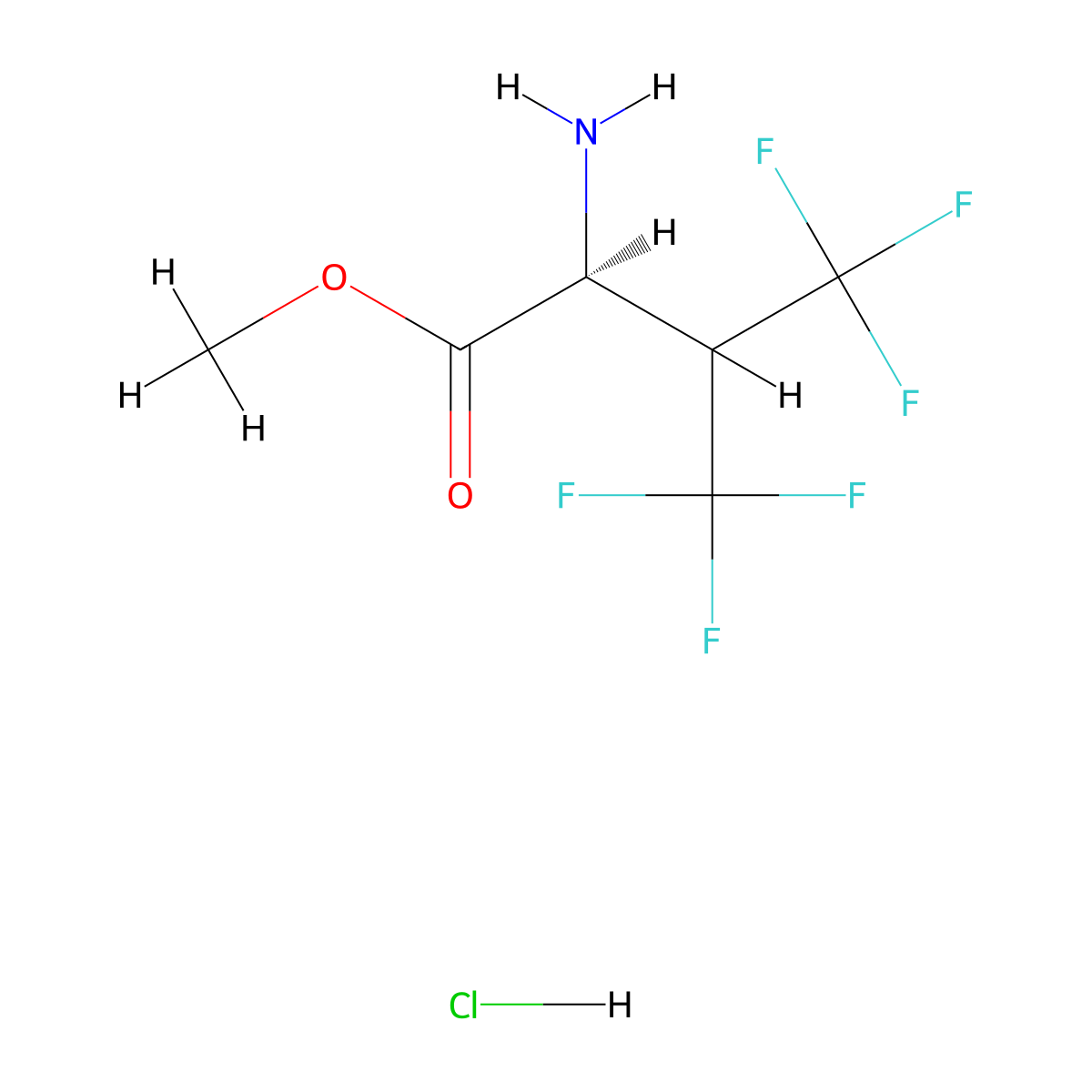 methyl (2S)-2-amino-4,4,4-trifluoro-3-(trifluoromethyl)butanoate hydrochloride molecular structure, CAS 180980-10-3