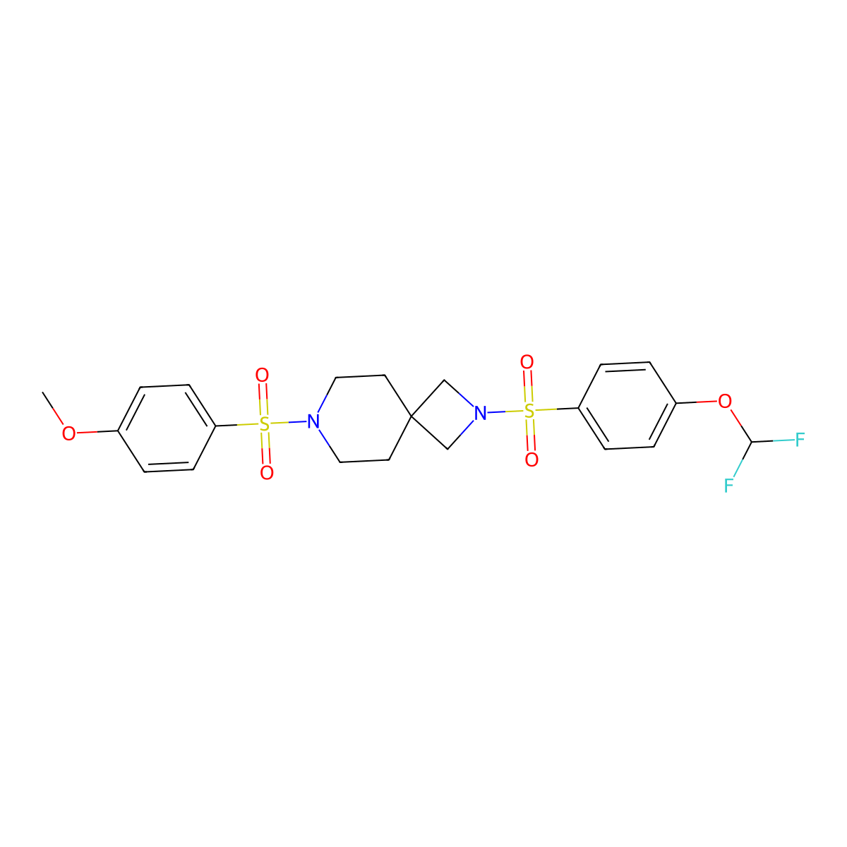 2-[4-(Difluoromethoxy)benzenesulfonyl]-7-(4-methoxybenzenesulfonyl)-2,7-diazaspiro[3.5]nonane molecular structure, CAS 1809829-36-4