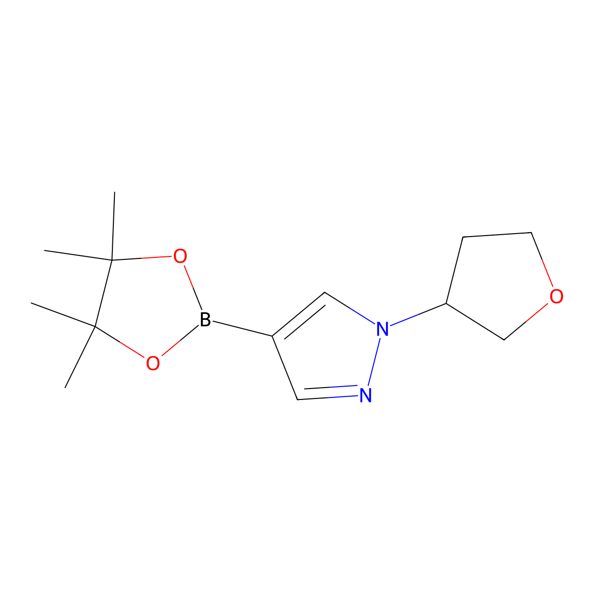 1-[(3R)-oxolan-3-yl]-4-(4,4,5,5-tetramethyl-1,3,2-dioxaborolan-2-yl)-1H-pyrazole molecular structure, CAS 1809837-97-5