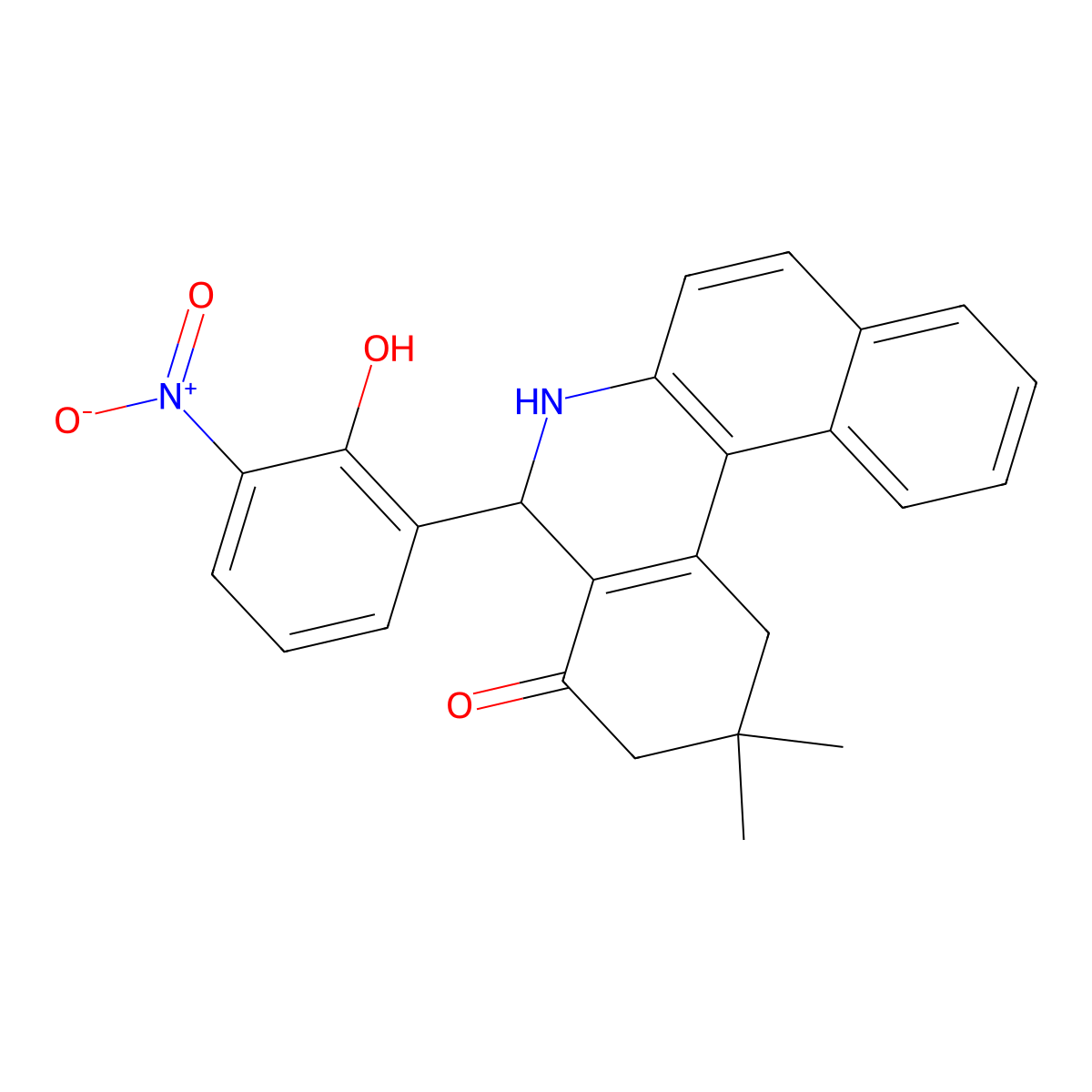 5-(2-Hydroxy-3-nitrophenyl)-2,2-dimethyl-1,3,5,6-tetrahydrobenzo[a]phenanthridin-4-one molecular structure, CAS 180984-66-1