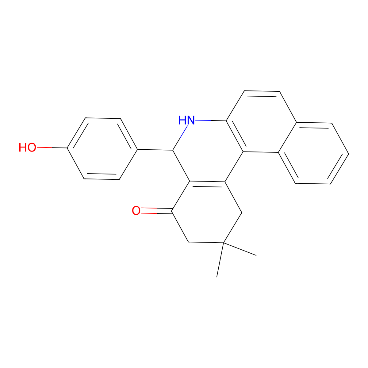 5-(4-hydroxyphenyl)-2,2-dimethyl-2,3,5,6-tetrahydrobenzo[a]phenanthridin-4(1H)-one molecular structure, CAS 180984-69-4