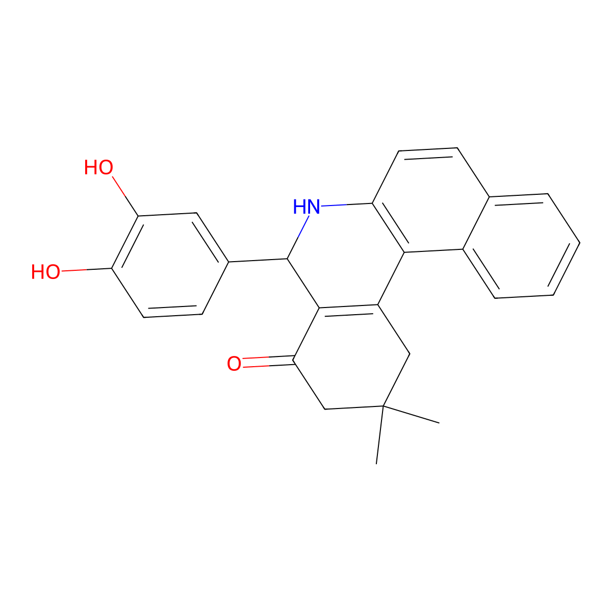 5-(3,4-Dihydroxyphenyl)-2,2-dimethyl-1,3,5,6-tetrahydrobenzo[a]phenanthridin-4-one molecular structure, CAS 180984-70-7