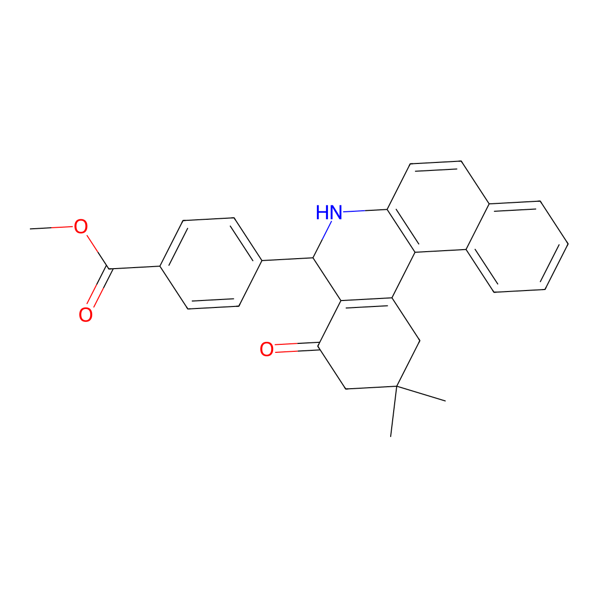 Methyl 4-(2,2-dimethyl-4-oxo-1,2,3,4,5,6-hexahydrobenzo[a]phenanthridin-5-yl)benzoate molecular structure, CAS 180984-75-2