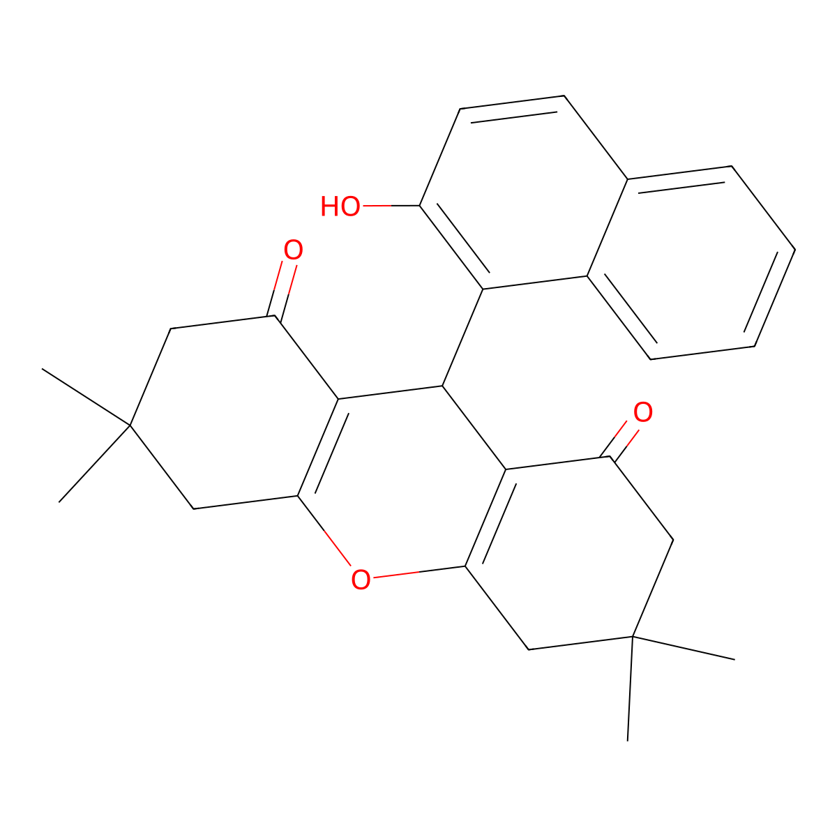 9-(2-hydroxynaphthalen-1-yl)-3,3,6,6-tetramethyl-3,4,5,6,7,9-hexahydro-1H-xanthene-1,8(2H)-dione molecular structure, CAS 180984-77-4