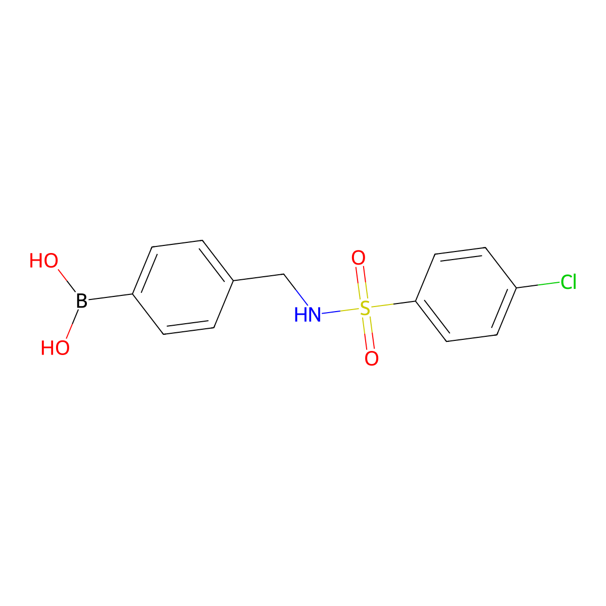(4-(((4-Chlorophenyl)sulfonamido)methyl)phenyl)boronic acid molecular structure, CAS 1809866-76-9