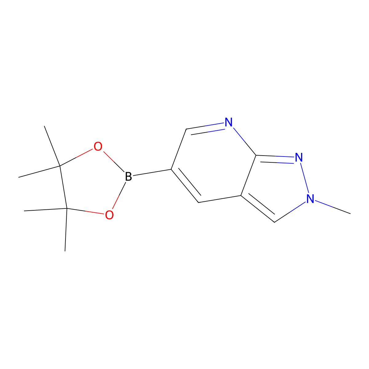 2-Methyl-5-(4,4,5,5-tetramethyl-1,3,2-dioxaborolan-2-yl)-2H-pyrazolo[3,4-b]pyridine molecular structure, CAS 1809889-70-0