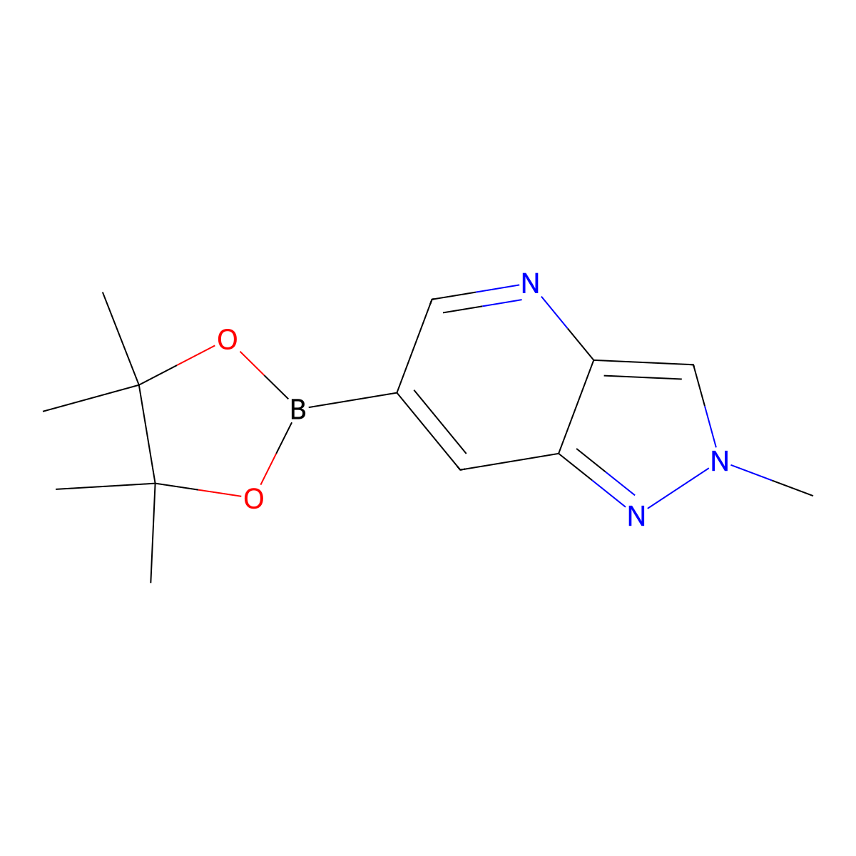2-methyl-6-(tetramethyl-1,3,2-dioxaborolan-2-yl)-2H-pyrazolo[4,3-b]pyridine molecular structure, CAS 1809890-45-6