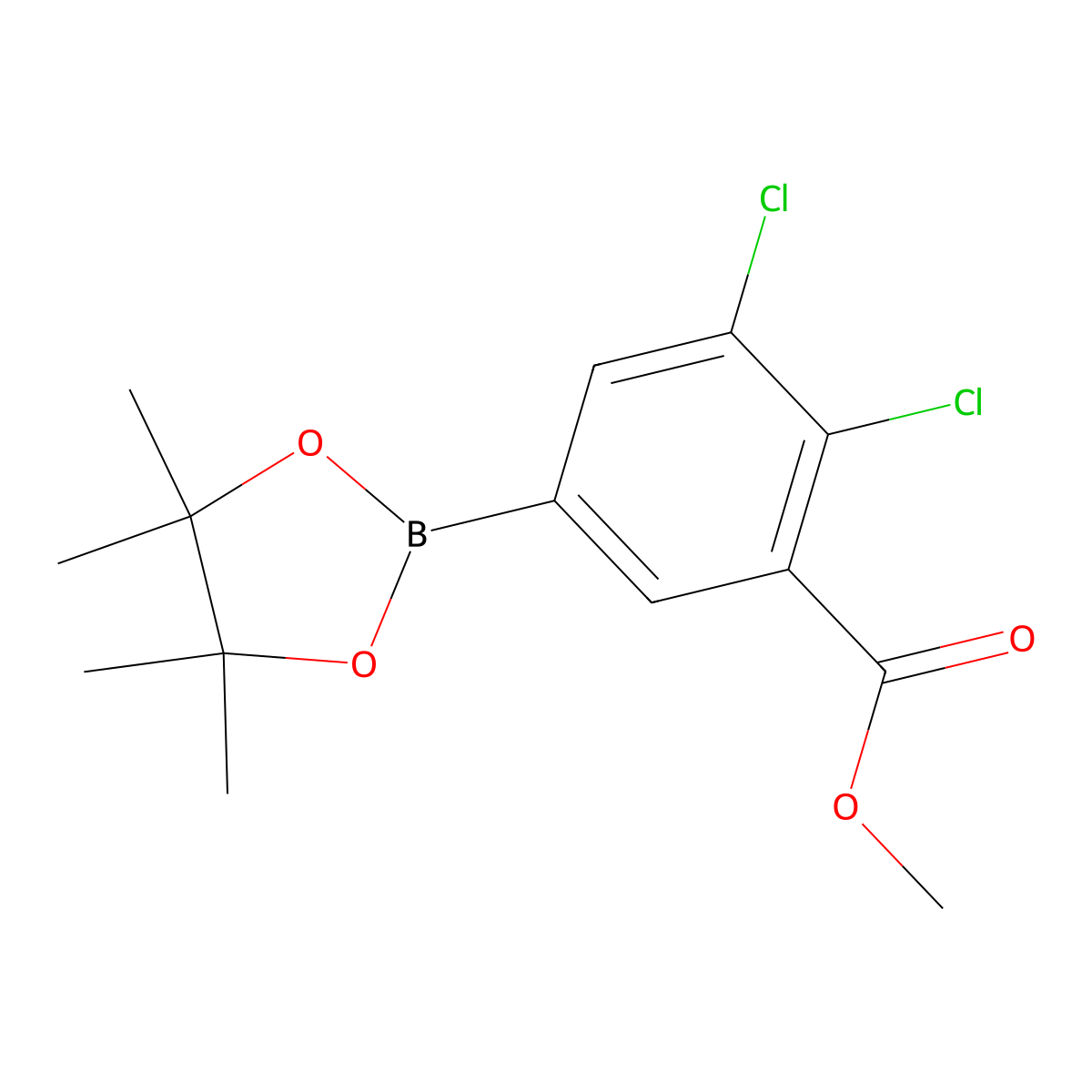 Methyl 2,3-dichloro-5-(4,4,5,5-tetramethyl-1,3,2-dioxaborolan-2-yl)benzoate molecular structure, CAS 1809900-40-0