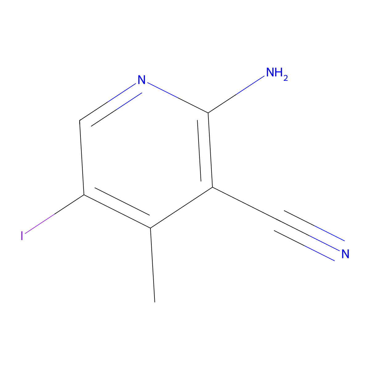 2-Amino-5-iodo-4-methylnicotinonitrile molecular structure, CAS 180995-02-2