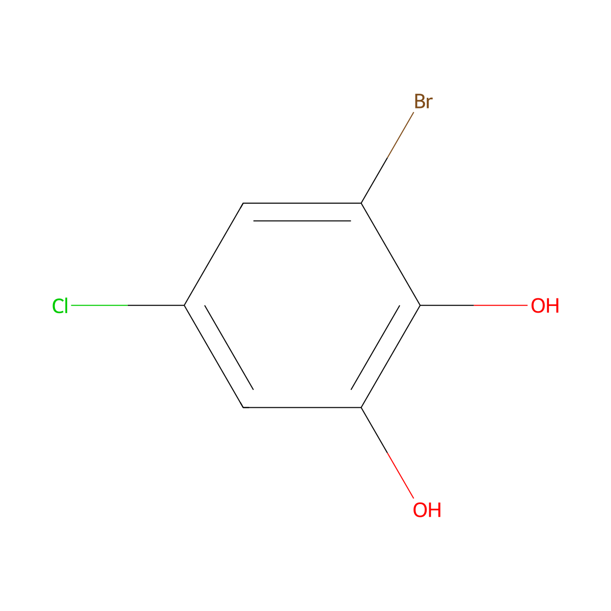 3-Bromo-5-chlorobenzene-1,2-diol molecular structure, CAS 180995-18-0